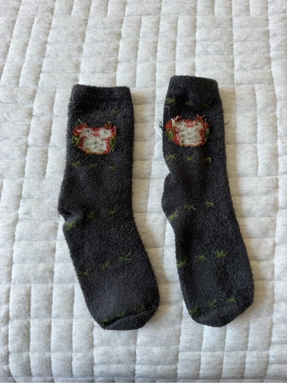 Free People Charcoal Cozy Fuzzy Socks with Owl